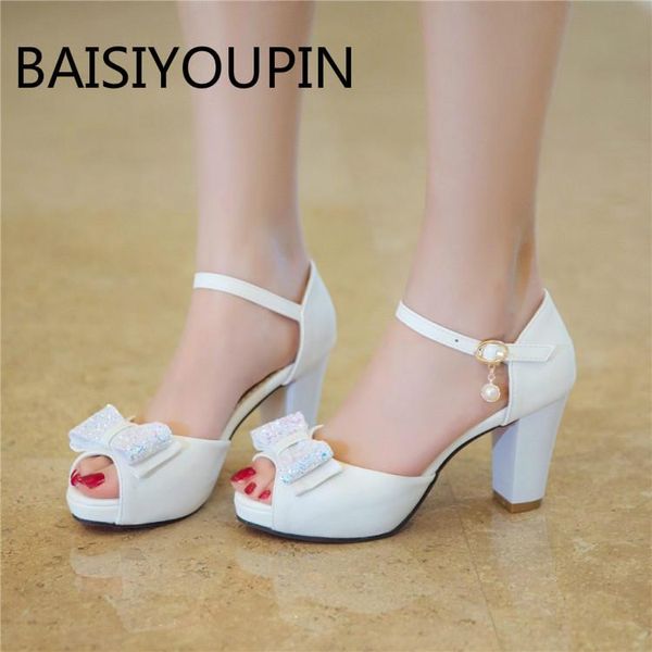 women sweet bow high heels sandals female thick heel paltform buckle shoes fish mouth dress wdding big size 32 43, Black
women sweet bow high heels sandals female thick heel paltform buckle shoes fish mouth dress wdding big size 32 43, Black