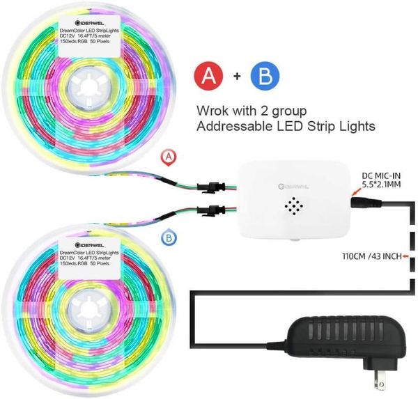 32.8ft wifi smart dreamcolor led strip lights kit work with alexa/google assistant,app/voice controlled extensible dynamic addre strips
32.8ft wifi smart dreamcolor led strip lights kit work with alexa/google assistant,app/voice controlled extensible dynamic addre strips