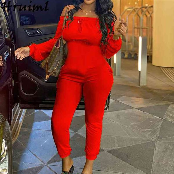 women jumpsuit fashion slash neck pocket bodysuit long sleeve solid drawstring romper autumn casual streetwear monos mujer 210513, Black;white
women jumpsuit fashion slash neck pocket bodysuit long sleeve solid drawstring romper autumn casual streetwear monos mujer 210513, Black;white