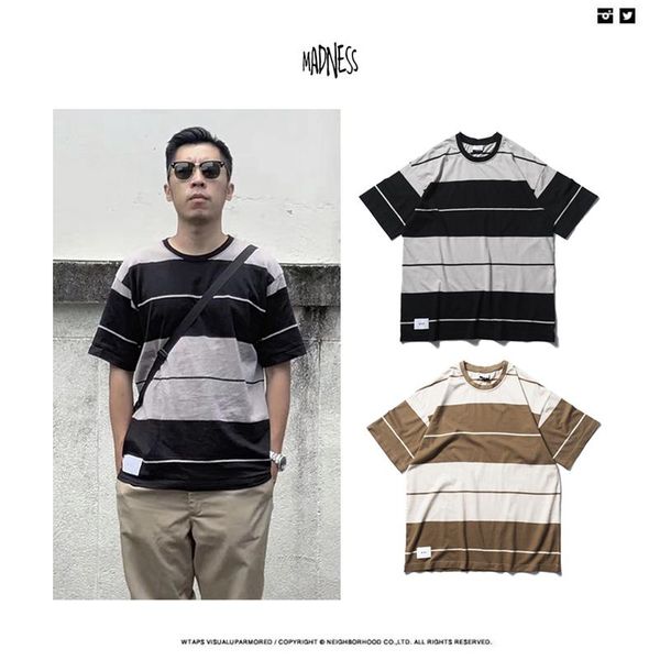 men's t-shirts tide brand wtaps summer pure cotton fashion wild striped couple short-sleeved t-shirt, White;black
men's t-shirts tide brand wtaps summer pure cotton fashion wild striped couple short-sleeved t-shirt, White;black