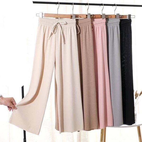 women's pants & capris 2021 summer fashion ice silk drape loose high waist elastic thin casual wide-leg women trendy h366, Black;white
women's pants & capris 2021 summer fashion ice silk drape loose high waist elastic thin casual wide-leg women trendy h366, Black;white