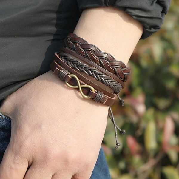 charm bracelets vintage metal multilayer leather bracelet men fashion braided handmade star rope wrap and bangles male jewelry gift, Golden;silver
charm bracelets vintage metal multilayer leather bracelet men fashion braided handmade star rope wrap and bangles male jewelry gift, Golden;silver