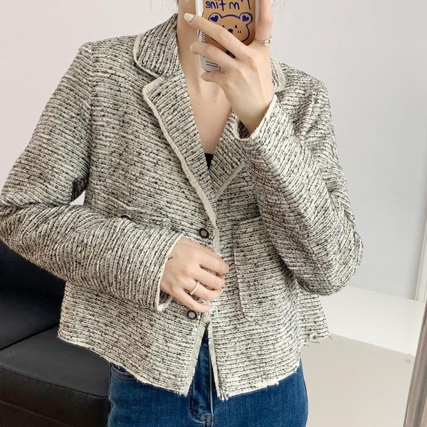 women's jackets elegant office ladies vintage variegated tweed coat notched collar single breasted jacket women autumn chic loose casua, Black;brown
women's jackets elegant office ladies vintage variegated tweed coat notched collar single breasted jacket women autumn chic loose casua, Black;brown