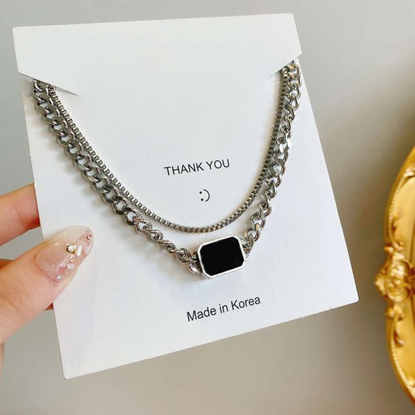black double new layer stacked necklace, versatile temperament design, clavicle chain, cool style female, Silver
black double new layer stacked necklace, versatile temperament design, clavicle chain, cool style female, Silver