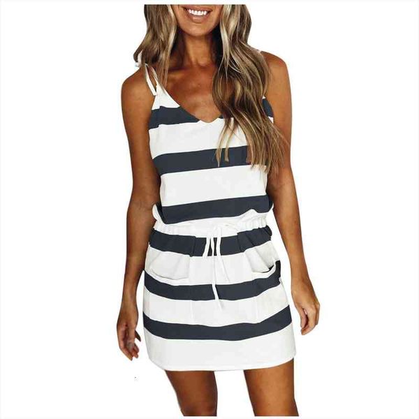 fashion stripe drawstring summer loose womens dress sleeveless mini casual spaghetti strap beach sundress, Black;gray
fashion stripe drawstring summer loose womens dress sleeveless mini casual spaghetti strap beach sundress, Black;gray