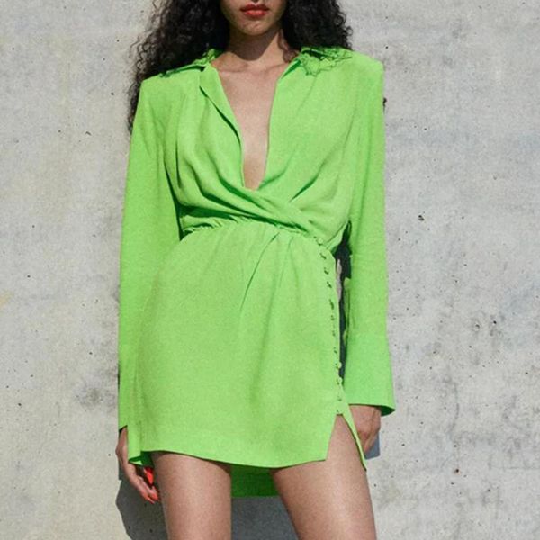 casual dresses pleated turn-down collar dress women long sleeve side split mini solid streetwear female high waist vestidos, Black;gray
casual dresses pleated turn-down collar dress women long sleeve side split mini solid streetwear female high waist vestidos, Black;gray
