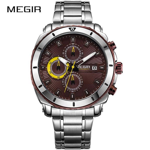 wristwatches megir chronograph sports men watch stainless-steel business quartz hour male clock relogio masculino, Slivery;brown
wristwatches megir chronograph sports men watch stainless-steel business quartz hour male clock relogio masculino, Slivery;brown