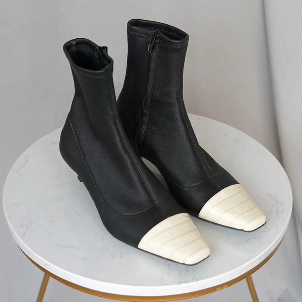 boots women's square toe ankle leather patchwork black white mixed color thin heels shoes m4
boots women's square toe ankle leather patchwork black white mixed color thin heels shoes m4