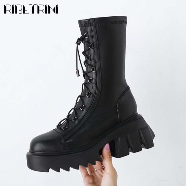 boots ribetrini brand female platform cool punk chunk heel shoes lace up motorcycle women casual solid, Black
boots ribetrini brand female platform cool punk chunk heel shoes lace up motorcycle women casual solid, Black