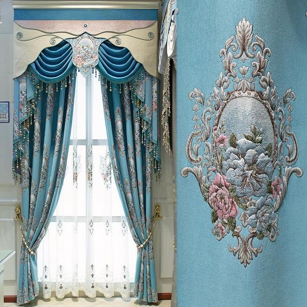 european embossed blackout curtain blue / beige chenille fabric luxury shade for living room bedroom tulle #4 & drapes
european embossed blackout curtain blue / beige chenille fabric luxury shade for living room bedroom tulle #4 & drapes