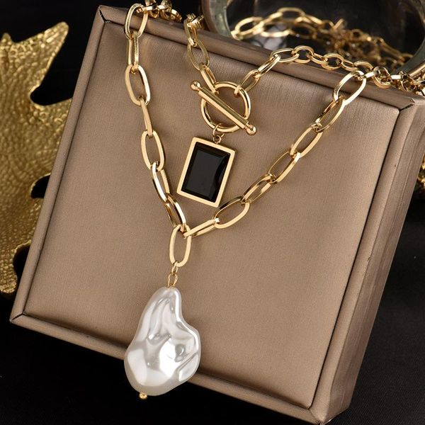 chains titanium steel metal double pearl pendant necklace europe united states hip-hop punk collarbone chain woman party accessories, Silver
chains titanium steel metal double pearl pendant necklace europe united states hip-hop punk collarbone chain woman party accessories, Silver