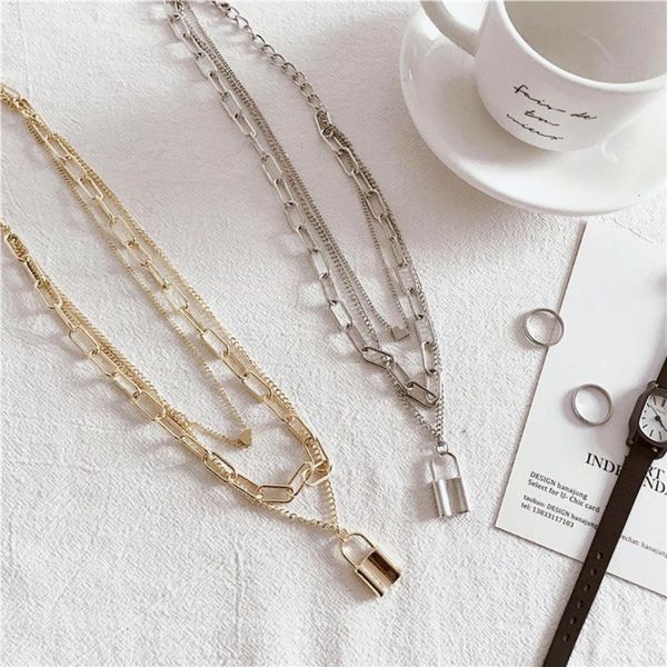 pendant necklaces woman lover necklace couple jewelry steampunk neck chain multi layer lock padlock heart, Silver
pendant necklaces woman lover necklace couple jewelry steampunk neck chain multi layer lock padlock heart, Silver