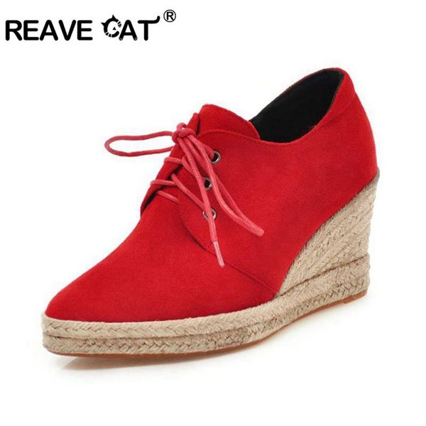 dress shoes reave cat chaussure femme high heel platform wedges for women kid suede pointed toe comfortable vulcanized pumps red, Black
dress shoes reave cat chaussure femme high heel platform wedges for women kid suede pointed toe comfortable vulcanized pumps red, Black
