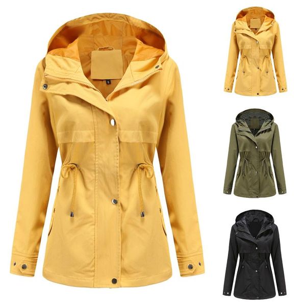 women's trench coats fashion jacket hoodies windproof rain waterproof outdoor walking hiking lightweight coat femme outwear, Tan;black
women's trench coats fashion jacket hoodies windproof rain waterproof outdoor walking hiking lightweight coat femme outwear, Tan;black