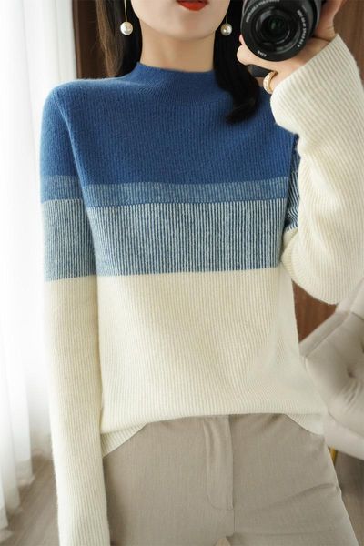 women's sweaters autumn winter woman's chic half turtleneck long sleeve patchwork 100% wool knitted female pullover jumpers blous, White;black
women's sweaters autumn winter woman's chic half turtleneck long sleeve patchwork 100% wool knitted female pullover jumpers blous, White;black