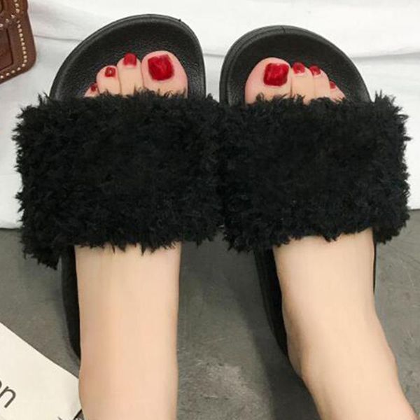 slippers winter casual ladies fluffy flip flops women's slip artificial fur flat warm cotton sh5, Black
slippers winter casual ladies fluffy flip flops women's slip artificial fur flat warm cotton sh5, Black
