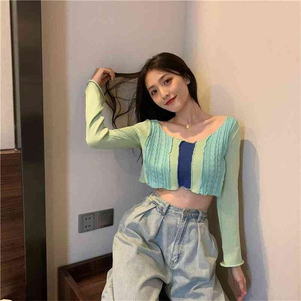 spring autumn women's korean style splicing high waist long sleeve shirt thin and slim loose short t-shirt ll553 210506, White
spring autumn women's korean style splicing high waist long sleeve shirt thin and slim loose short t-shirt ll553 210506, White