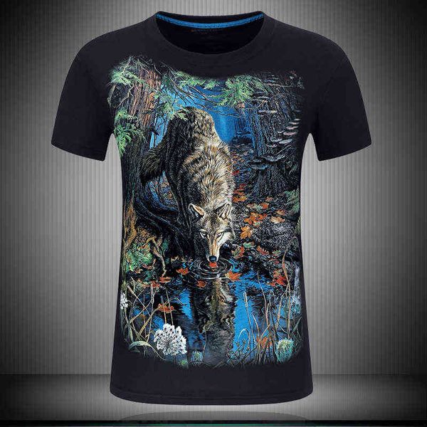 men's t-shirts summer wolf 3d short sleeve large bottom shirt, White;black