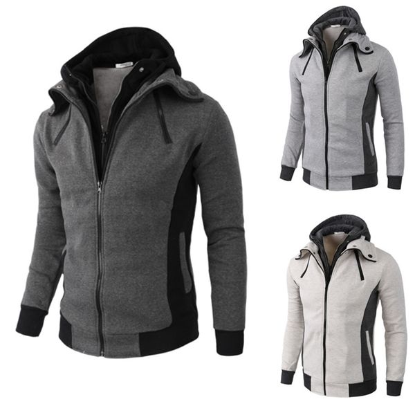 european code 2019 spring and autumn new coat double pull hooded sweater men's leisure fashion, Black
european code 2019 spring and autumn new coat double pull hooded sweater men's leisure fashion, Black