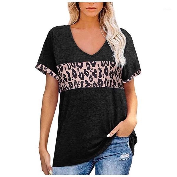 women's blouses & shirts women leopard color block casual short sleeve v-neck tunics blouse, White
women's blouses & shirts women leopard color block casual short sleeve v-neck tunics blouse, White