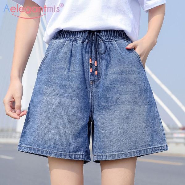 women's jeans aelegantmis elastic waist streetwear shorts feminino high korean fashion vintage wide leg casual female pants summer, Blue
women's jeans aelegantmis elastic waist streetwear shorts feminino high korean fashion vintage wide leg casual female pants summer, Blue