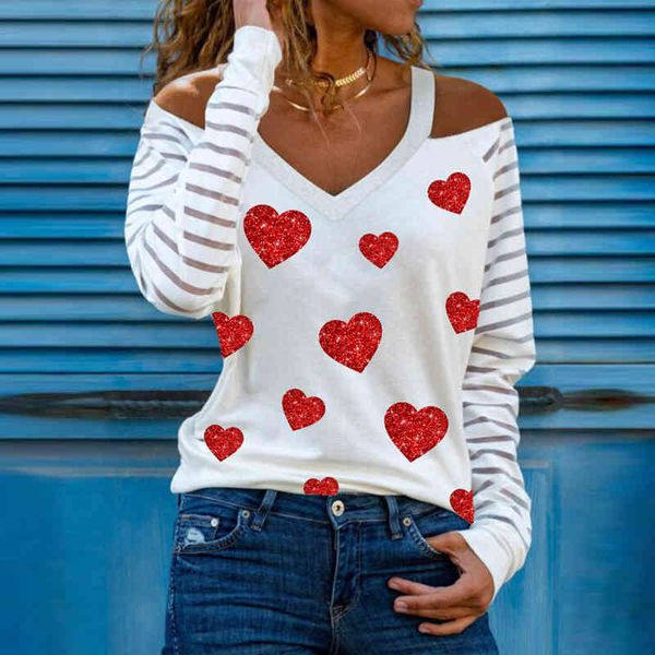 casual women v neck heart print blouses shirts elegant hollow out halter pullover striped patchwork long sleeve blusas, White
casual women v neck heart print blouses shirts elegant hollow out halter pullover striped patchwork long sleeve blusas, White