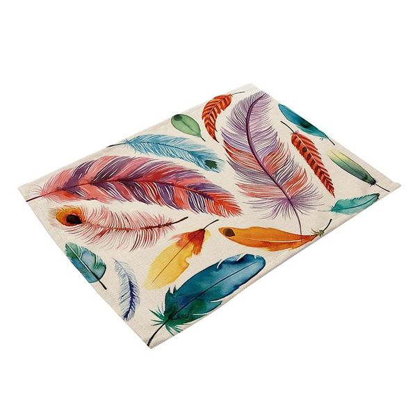 mats & pads 1pcs colorful feather pattern placemat cotton and linen kitchen dining table western mat 42 x 32cm
mats & pads 1pcs colorful feather pattern placemat cotton and linen kitchen dining table western mat 42 x 32cm