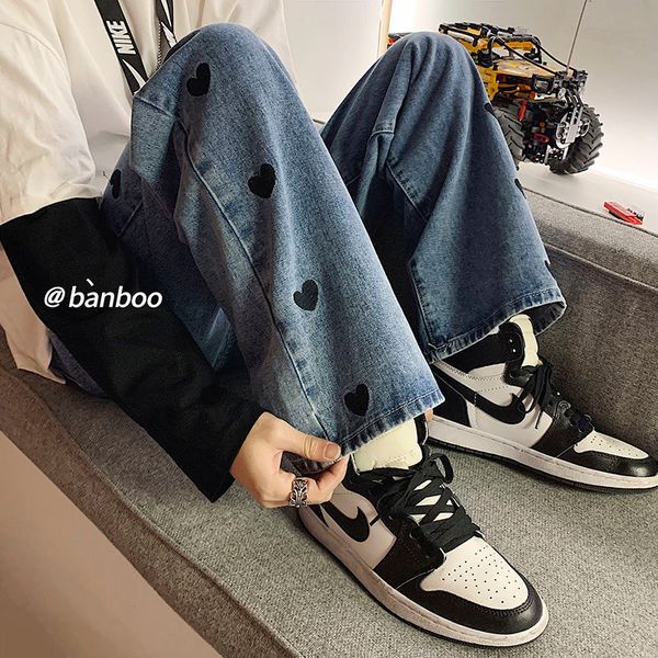 men's jeans long male pants straight man love print blue jeans/black casual biker denies loose -2xl jeag
men's jeans long male pants straight man love print blue jeans/black casual biker denies loose -2xl jeag