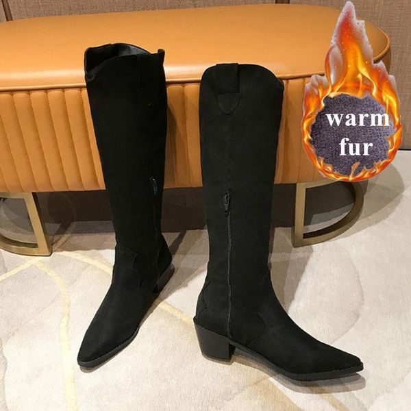 boots 2021 women zipper flock leather western cowboy knee-high pointed toe winter fashion block high heels slip on shoes, Black
boots 2021 women zipper flock leather western cowboy knee-high pointed toe winter fashion block high heels slip on shoes, Black