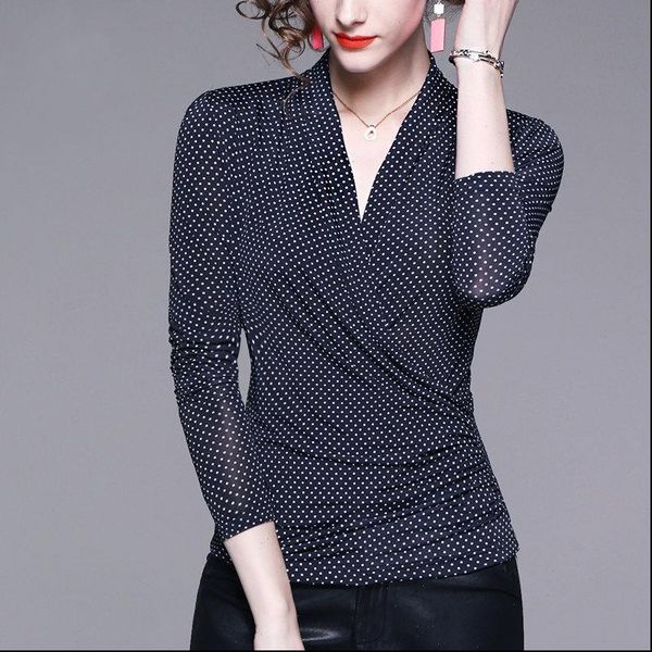 spring autumn style elegant womens blouses slim temperament v neck polka dot korean dd8362, White
spring autumn style elegant womens blouses slim temperament v neck polka dot korean dd8362, White