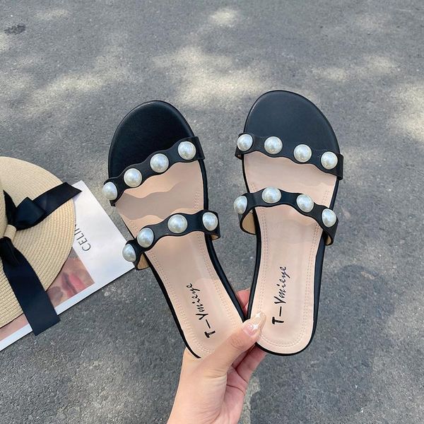 slippers ins flat women pearl retro 2021 summer fashion chic simple wearing flip-flops fairy style, Black
slippers ins flat women pearl retro 2021 summer fashion chic simple wearing flip-flops fairy style, Black