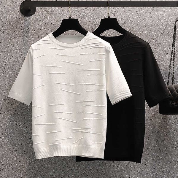women thin knitted pullover korean o-neck knitwear fashion short sleeve sweater sun protection summer thin ropa mujer 210604, White;black
women thin knitted pullover korean o-neck knitwear fashion short sleeve sweater sun protection summer thin ropa mujer 210604, White;black