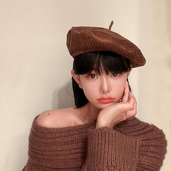 beanies korean style striped corduroy beret female spring and autumn retro solid color wild painter hat
beanies korean style striped corduroy beret female spring and autumn retro solid color wild painter hat