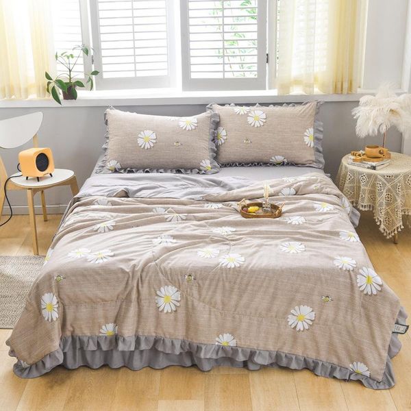 bedding sets duvet cover set 4 pieces small daisy pattern gray color ruffle bedclothes include bedsheet pillowcase comforter oceania 
bedding sets duvet cover set 4 pieces small daisy pattern gray color ruffle bedclothes include bedsheet pillowcase comforter oceania