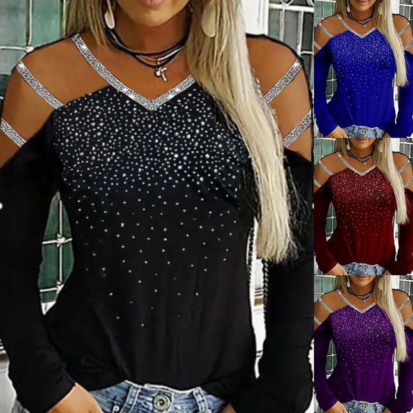 4 color women's fashion plus size v-neck slim fit pullover off-the-shoulder long-sleeved hollow out sleeves sequin dot printed casual t, White
4 color women's fashion plus size v-neck slim fit pullover off-the-shoulder long-sleeved hollow out sleeves sequin dot printed casual t, White