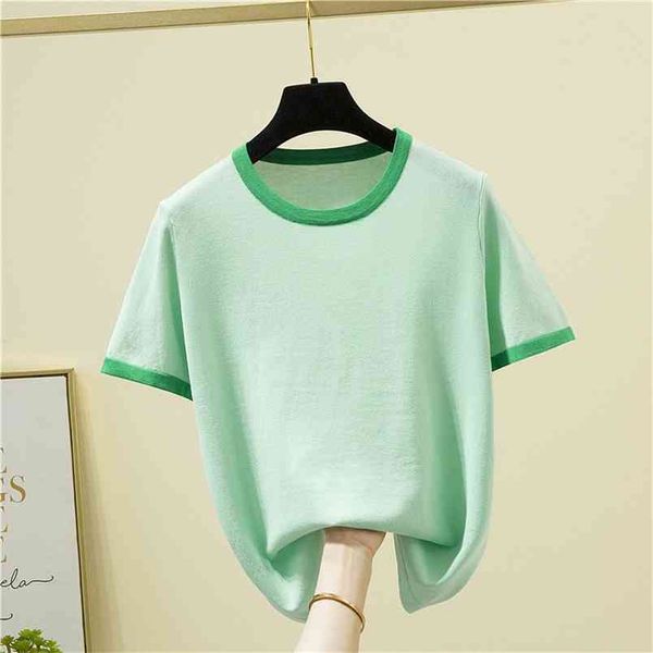 fashion the ice silk small fresh o-neck short-sleeved sweater bottoming shirt women's loose thin pullover summer style 210507, White;black
fashion the ice silk small fresh o-neck short-sleeved sweater bottoming shirt women's loose thin pullover summer style 210507, White;black
