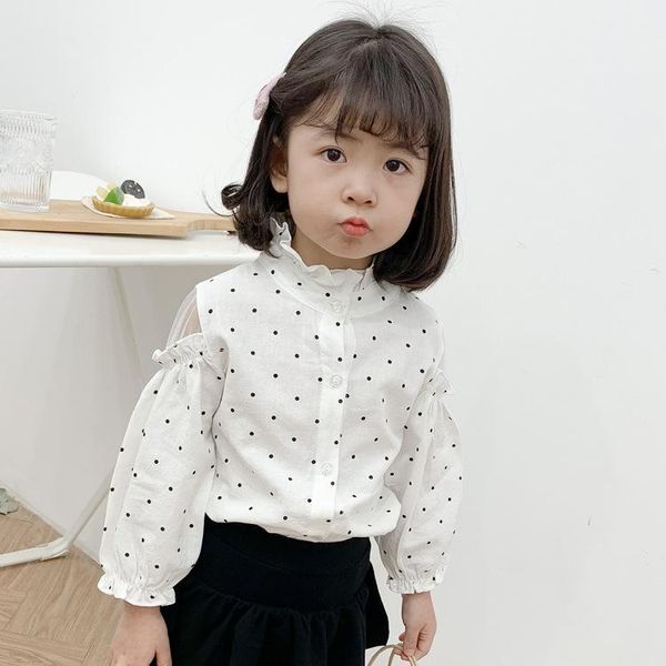 spring korean girl shirt baby long sleeve cotton mandarin collar cardigan tee children round polka dot 2-7y shirts, White;black
spring korean girl shirt baby long sleeve cotton mandarin collar cardigan tee children round polka dot 2-7y shirts, White;black
