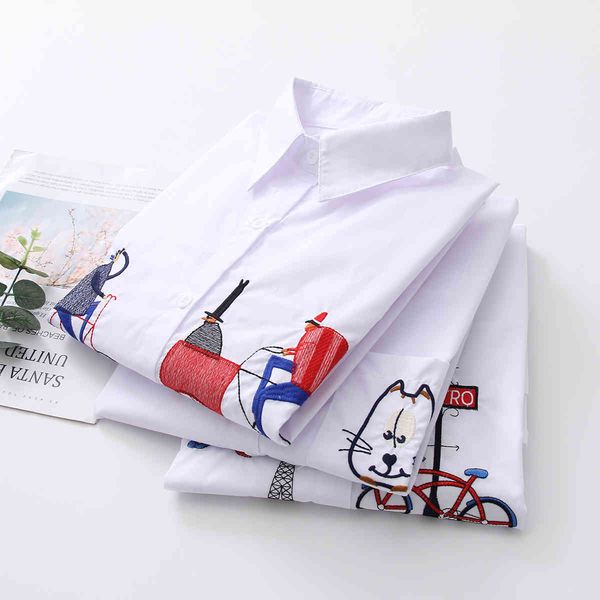 fashion embroidery women blouses cotton shirts 2021 spring fall female casual ladies female blusas mujer, White
fashion embroidery women blouses cotton shirts 2021 spring fall female casual ladies female blusas mujer, White