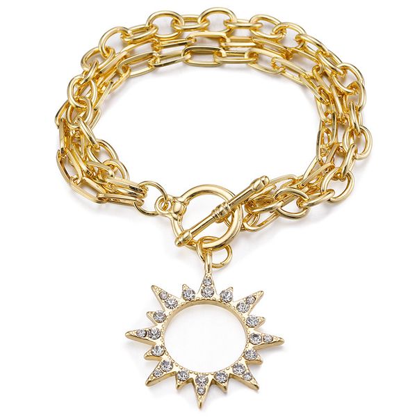 fashion multi-layer chain sun pendant bracelet women's multi-layer ot buckle hip hop fashion cool bracelet, Black
fashion multi-layer chain sun pendant bracelet women's multi-layer ot buckle hip hop fashion cool bracelet, Black