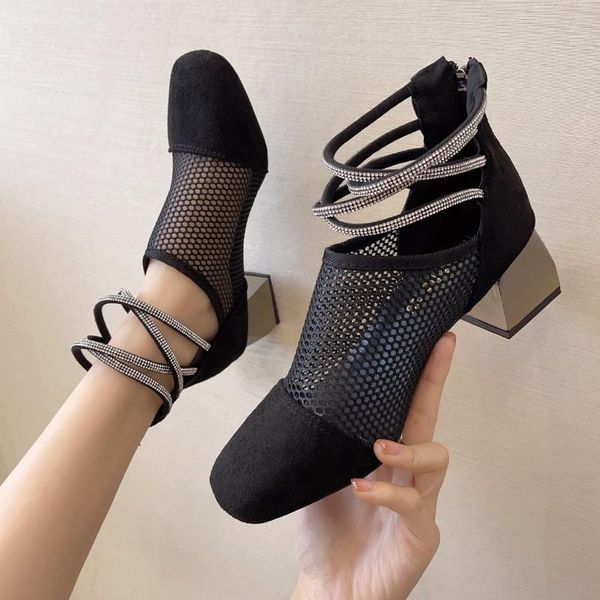 women's sandal 2021 summer ankle sandals boots suede shoes with thick heel zip closed leather heels women, Black
women's sandal 2021 summer ankle sandals boots suede shoes with thick heel zip closed leather heels women, Black
