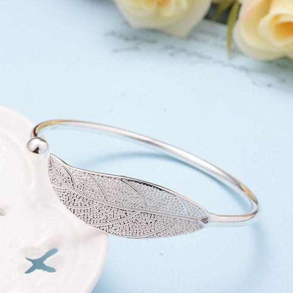 bangle women's leaf bracelet fashion silver color open cuff couple anniversary gift casual accessories, Black
bangle women's leaf bracelet fashion silver color open cuff couple anniversary gift casual accessories, Black