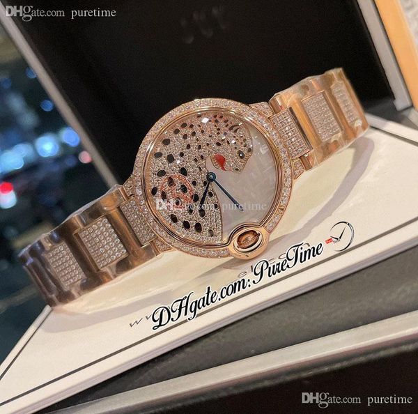 2022 full paved diamonds swiss quartz womens watch 36mm rose gold mop jaguar dial ice out diamond stainless steel bracelet super edition lad, Slivery;brown
2022 full paved diamonds swiss quartz womens watch 36mm rose gold mop jaguar dial ice out diamond stainless steel bracelet super edition lad, Slivery;brown