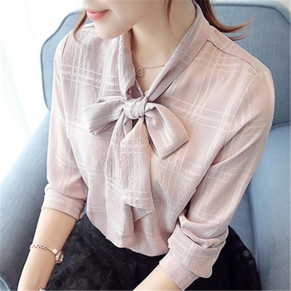 women's blouses & shirts autumn plaid women v-neck cute bow long sleeve loose chiffon 2021 fashion office shirt, White
women's blouses & shirts autumn plaid women v-neck cute bow long sleeve loose chiffon 2021 fashion office shirt, White