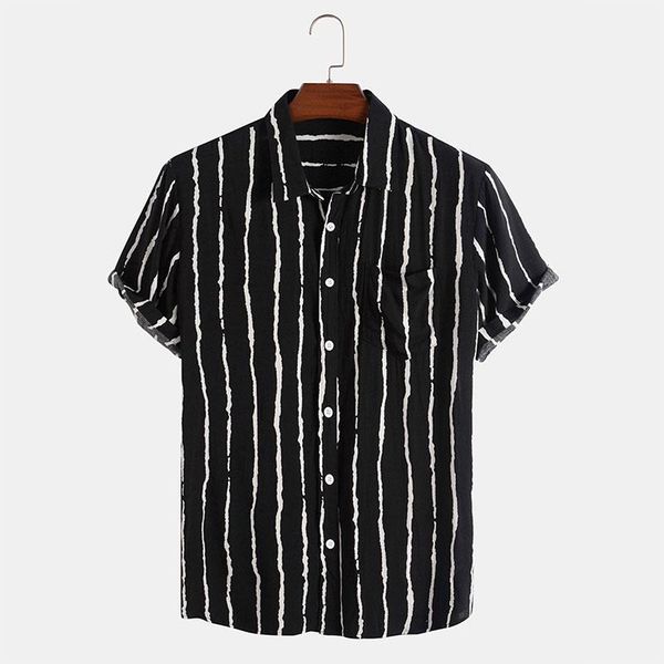 men's casual shirts fashion hawaiian striped printed shirt 2021 summer beach youth collar short sleeve top, White;black
men's casual shirts fashion hawaiian striped printed shirt 2021 summer beach youth collar short sleeve top, White;black