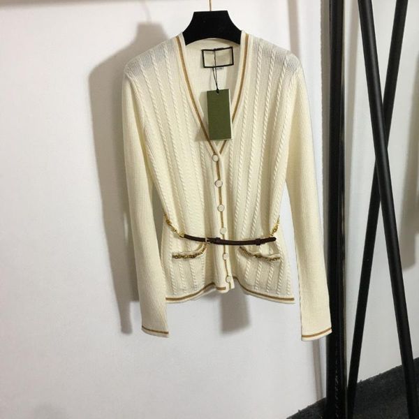 women's knits & tees luxury autumn bright silk blend single-breasted chain belt waist v-neck long-sleeved knitted cardigan, White
women's knits & tees luxury autumn bright silk blend single-breasted chain belt waist v-neck long-sleeved knitted cardigan, White