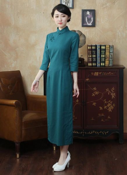 ethnic clothing solid qipao female chinese traditional cotton linen vintage button 3/4 sleeve casual dress cheongsam long slim vestidos, Red
ethnic clothing solid qipao female chinese traditional cotton linen vintage button 3/4 sleeve casual dress cheongsam long slim vestidos, Red