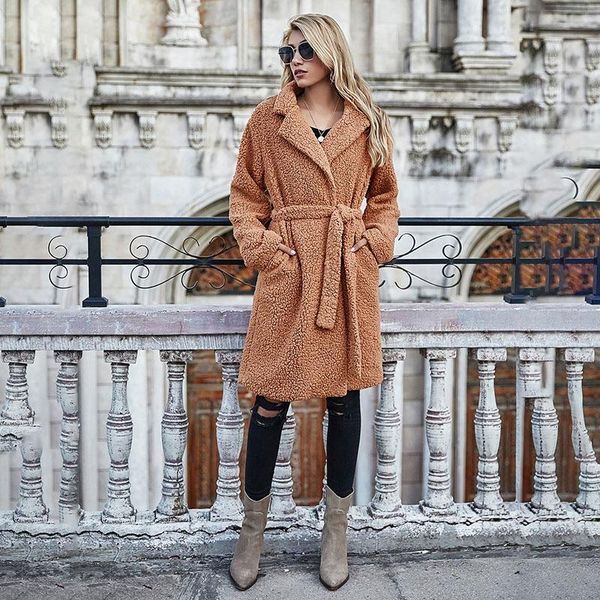 women's fur & faux long coat women plush warm winter autumn thick fluffy teddy jacket bear ladies pocket with belt y, Black
women's fur & faux long coat women plush warm winter autumn thick fluffy teddy jacket bear ladies pocket with belt y, Black