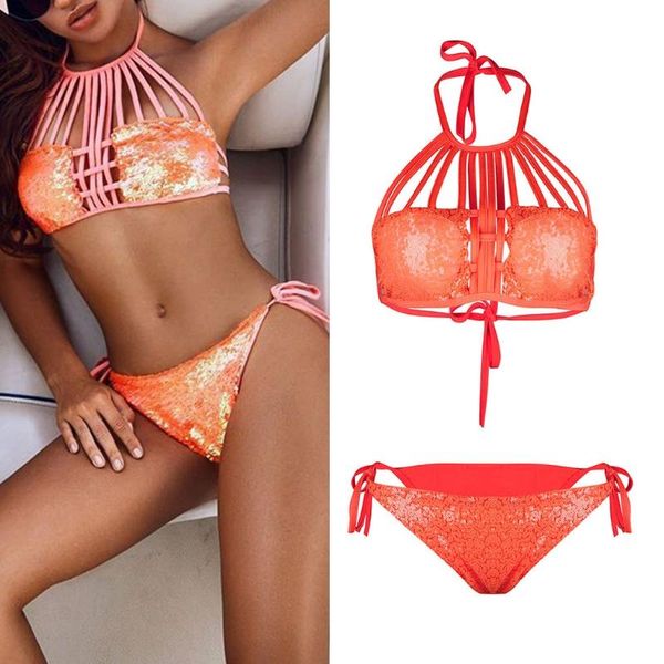 women's swimwear 40gc women push up halter bra low waist thongs sequins bikini set swimsuit, White;black
women's swimwear 40gc women push up halter bra low waist thongs sequins bikini set swimsuit, White;black