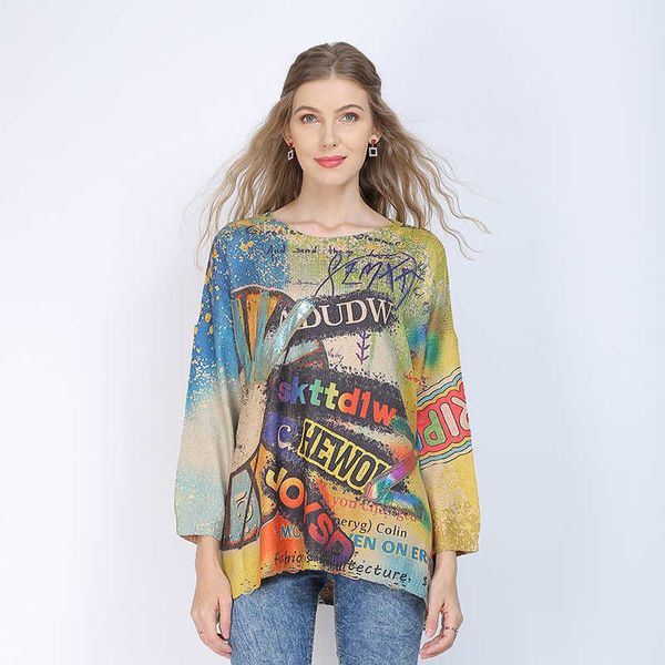 women's thermal sweater 2021 spring and autumn knitwear printed round ne loose, White;black
women's thermal sweater 2021 spring and autumn knitwear printed round ne loose, White;black