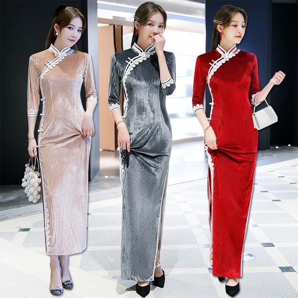 ethnic clothing gray velour bride wedding party chinese dress plus size 3xl-4xl cheongsam elegant qipao velvet maxi vestidos, Red
ethnic clothing gray velour bride wedding party chinese dress plus size 3xl-4xl cheongsam elegant qipao velvet maxi vestidos, Red